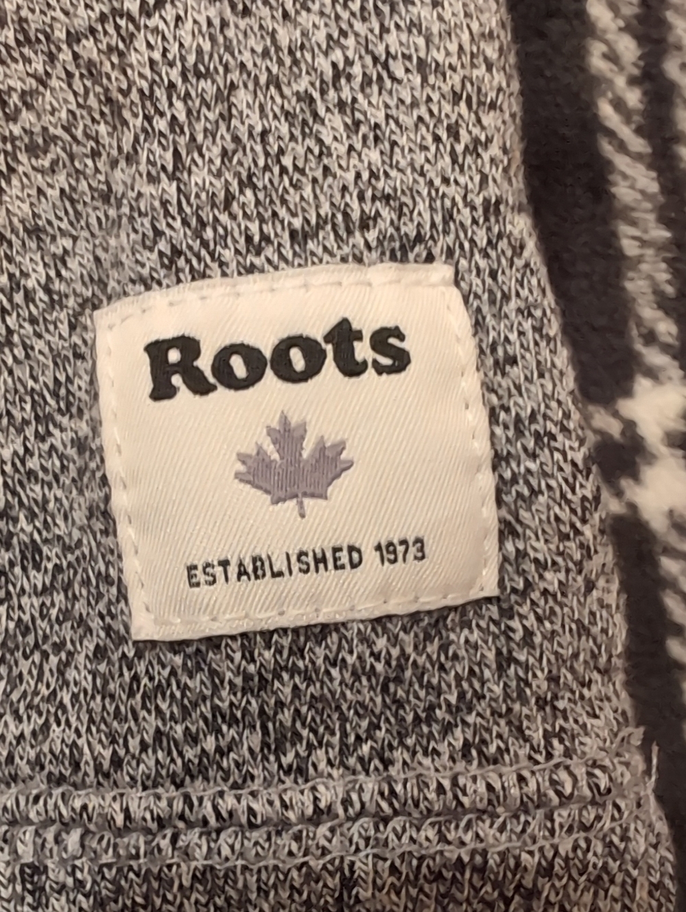 Roots Women’s Heather Gray Crewneck Sweatshirt with White Logo - Picture 5 of 5
